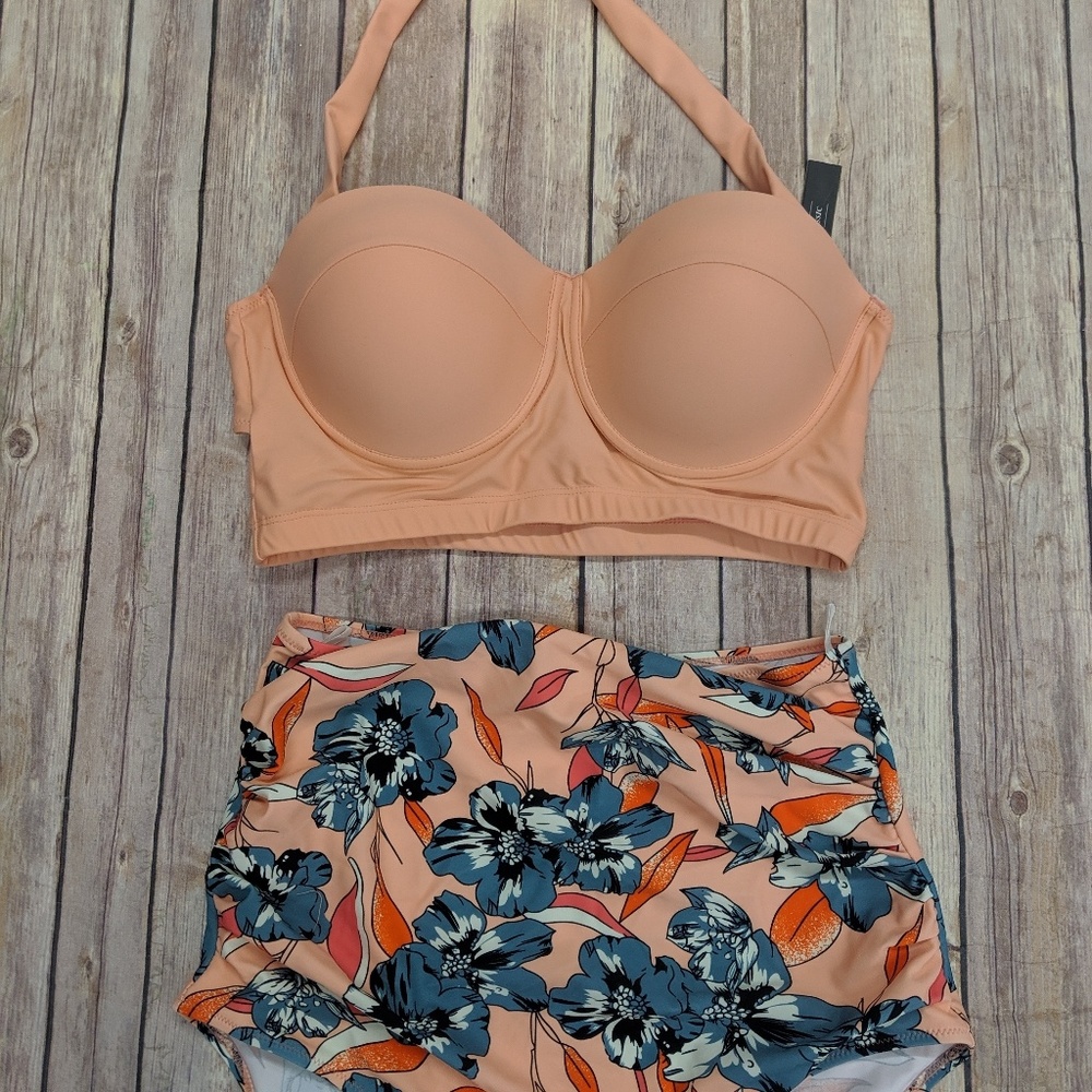 NWT Vintage High Waisted Peach Bikini XXL